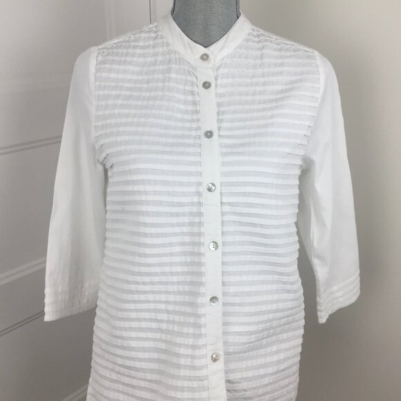 April Cornell Cotton Shirt Blouse sz S - White - Picture 2 of 8